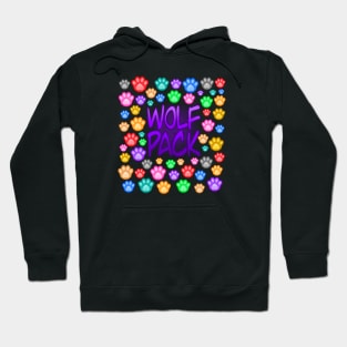 Wolf Pack, colorful paws Hoodie